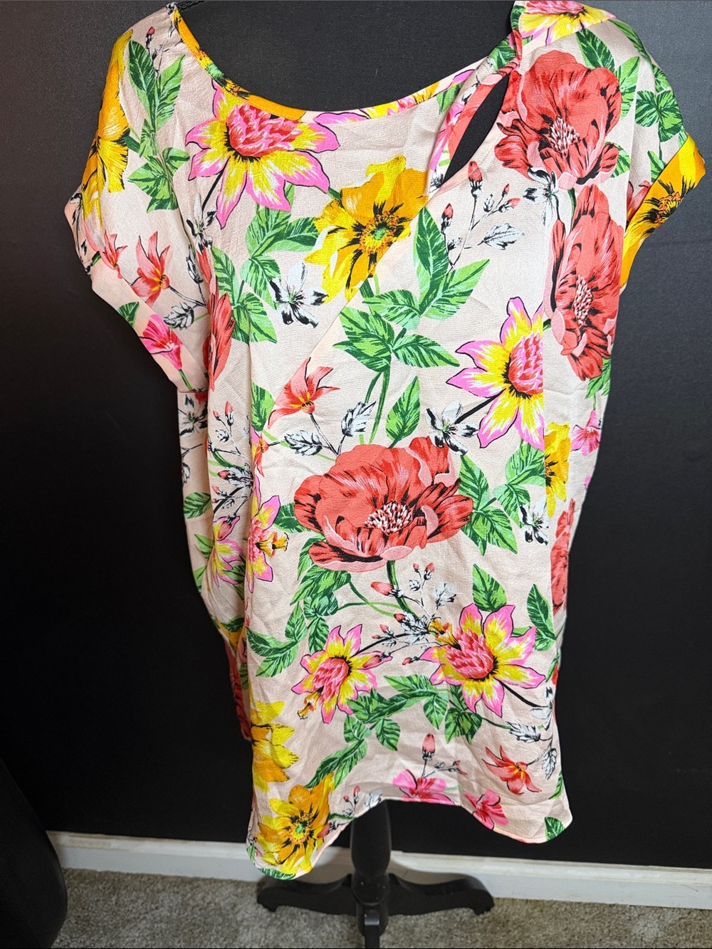 Express Floral Scoop Neck Women's Top in Multi Size L
